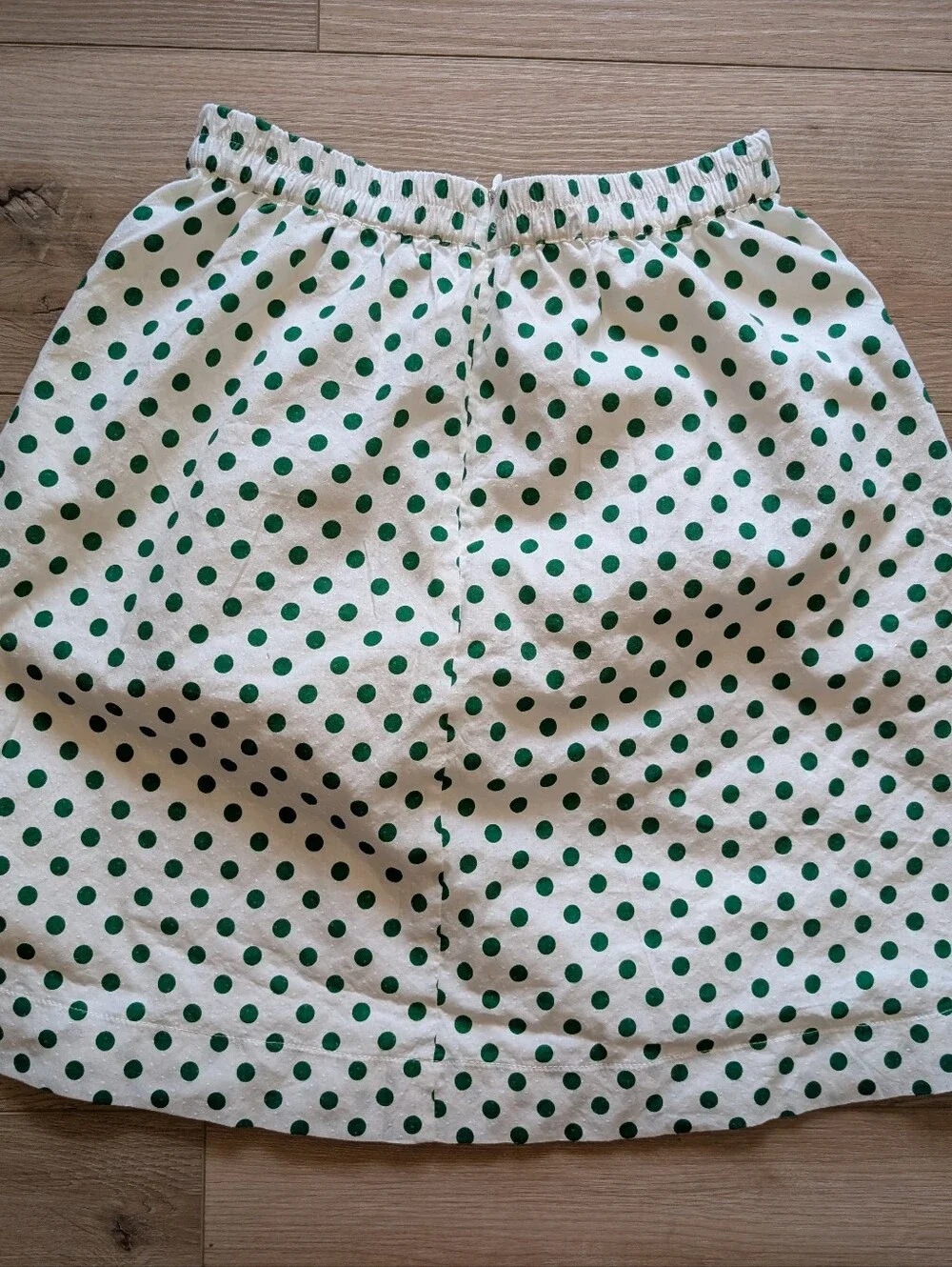 Tulip B Green Polka Dot A-Line Skirt w/ Front Pockets